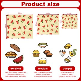 GmeDhc Beeswax Cloths, Wax Paper for Food, Reusable Beeswax Wipes for Wrapping, Food, Cheese Bread, 3 Sizes S/M/L