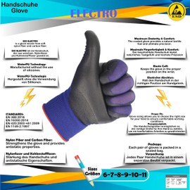 Minadax ESD Electrostatic Gloves 5 Pairs Size L/9 for Repair, Assembly and Cleaning in Electronics, Cars and Motorcycles