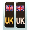 Gelz Domed Union Jack Black UK Vehicle Number Plate Stickers