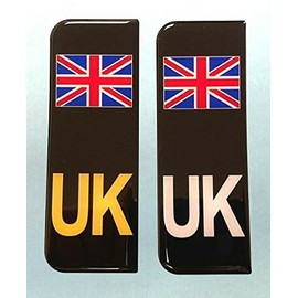 Gelz Domed Union Jack Black UK Vehicle Number Plate Stickers