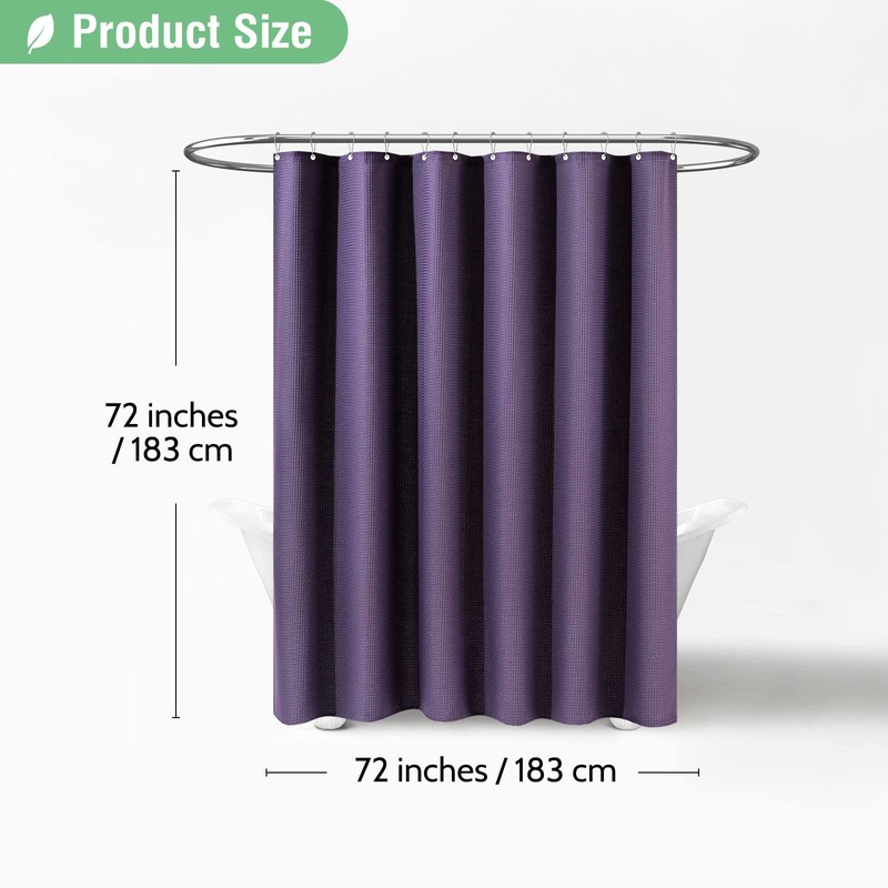 Dynamene Purple Fabric Shower Curtain - Waffle Textured Heavy Duty