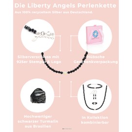 Liberty Angels - Natural stone necklace made of 925 silver and opal - pearl necklace for men and women - necklace with clasp, opal, Tourmaline