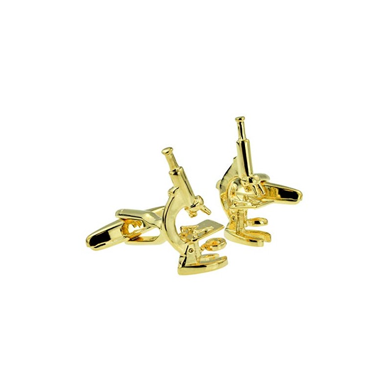 Gold Plated Scientific Microscope Cufflinks Presented in a Box