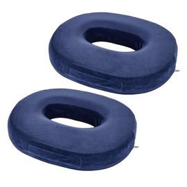 VECELO Round Seat Cushion, Set of 2, Donut Cushion, Seat Cushion, Memory Foam Cushion, Perforated Cushion, For Desk Work, Work at Home, Back Pain, Postpartum, Hemorrhoids, Office, Seat, Car, Enza,