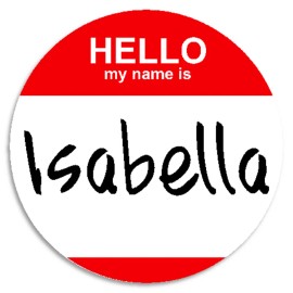 Kiwi Gifts Hello My Name Is Isabella - 25 Pack Circle Stickers 3 Inch - Custom Nametag