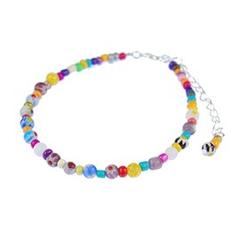 Miniblings Pearl Anklet Anklet Band Chain Beach Summer Colourful Beads Handmade Fashion Jewellery I Summer Beach Summer Jewellery, Plastic Metal, Pearl