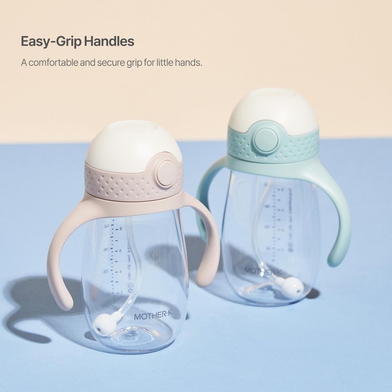 MOTHER-K Sippy Cup with Weighted Straw with Handle, Drink from