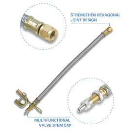 CKAuto 2 pcs 12"/300mm Metal Valve Stem Extenders, Universal Valve Stem Extensions Made of EPDM Rubber, fit for Heavy Vehicles, Silver