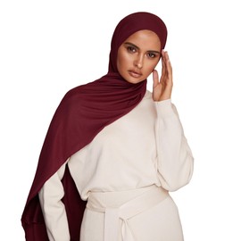 VOILE CHIC Premium Jersey Hijab Scarf For Women - Islamic Head Scarf Wrap Hijabs (Burgundy)