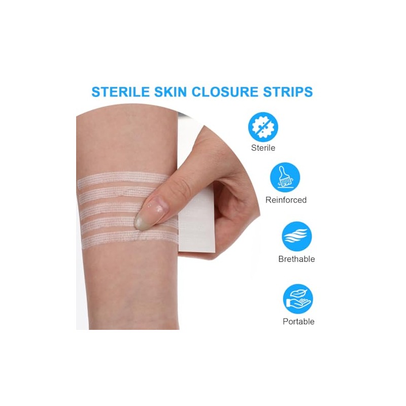 Wound Closure Strips, Pack of 50, Staple Plaster Strips, Skin