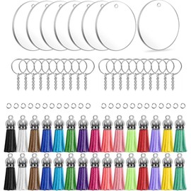 Pack of 120 DIY Key Chains, Acrylic Key Fobs, Blank Keyrings, DIY Acrylic for Keys, Crafts, DIY, Jewellery Making, Rustproof Metal, DIY Key Ring