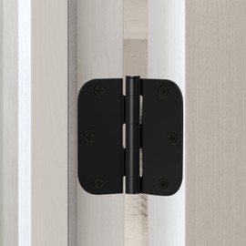 AmzGod Door Hinges Matte Black - 18 Pack Black Door Hinges 3.5 Inch Rounded Interior Door Hinge with 5/8" Radius Corners - Black Hinge for Doors 3 1/2 Inches Flat Iron Residential Door Hardware
