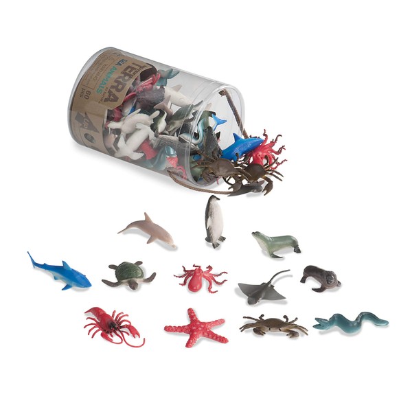 Terra by Battat - Sea Animals in Tube Playset - Animal Figures for Kids - 60pcs