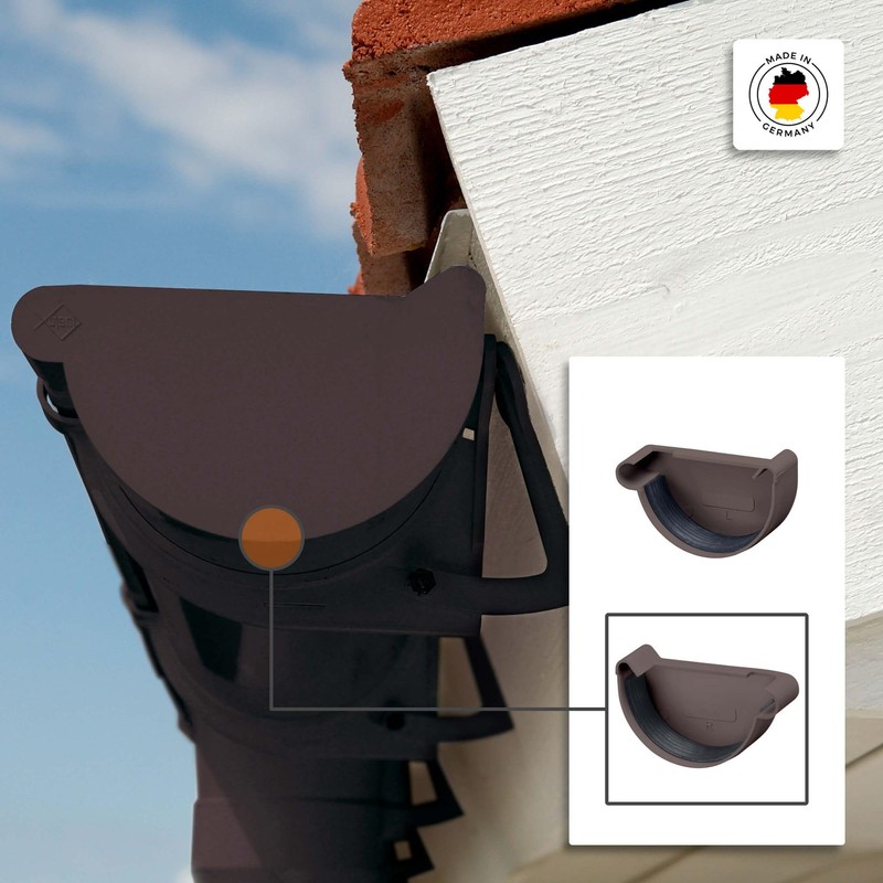 Inefa Gutter End NW 100 Black Half Round Gutter –
