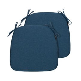 Magpie Fabrics Outdoor/Indoor 17"x16"x2" Chair Cushions with Ties Set of 2, Waterproof All Weather U-Shape Seat Pads Decoration for Patio Garden Furniture Home Office (Dark Blue)