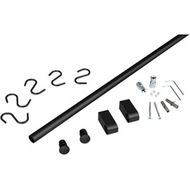 Gedotec Design Kitchen Railing Wall Rail System | Black Matt | Railing Set Length: 900 mm | Railing System with 5 S-Hooks with Mounting Material | 1 Complete Set - Metal Kitchen Rail