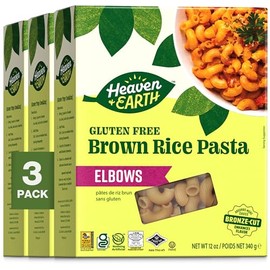 Heaven & Earth Brown Rice Pasta, Gluten Free Elbow Pasta, 12oz (3 Pack) | Whole Grain | Gluten Free Pasta | Amazing Texure - Tastes Like Regular Pasta