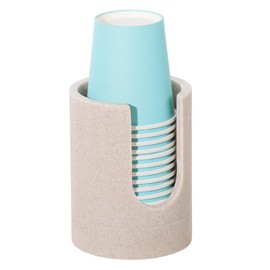 Luxspire Bathroom Cup Dispenser, 3oz Dixie Cup Dispenser, Resin Dixie Cup Holder, Disposable Paper Cup Holder for Bathroom, Cotton Pad Holder, Guest Bathroom Essentials, Beige