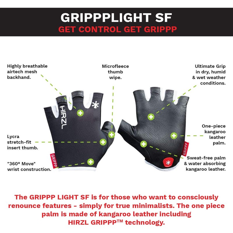 GRIPPP LIGHT SF グローブ ブラック/ホワイト XL 72140XL ハーツェル(Hirzl)