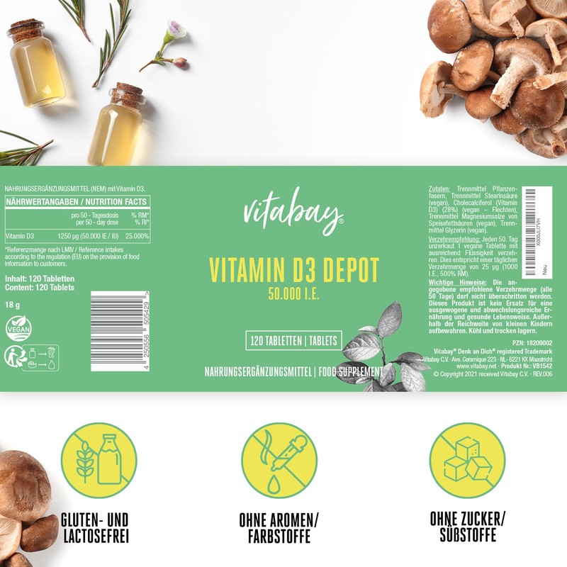 Vitamin D3 Depot 50,000 IU Only one vegan tablet every