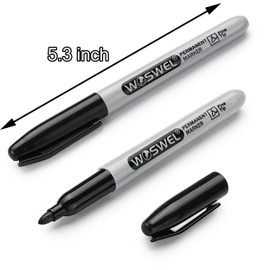 WOSWEL Permanent Markers Bulk, 50 Pack, Black Permanent Marker Pens, Fine Tip, Waterproof, Quick Drying, Smooth Writing, Used on Glass Metal Stone Paper Most Surfaces, Office School Supplies