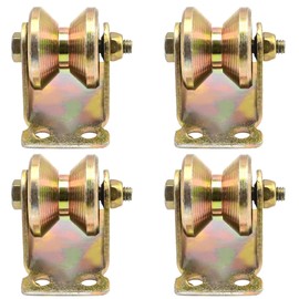 Aynaxcol 4PCS 1.2Inch Groove Wheel Sliding Gate Caster with Bracket V Shape Suitable for All Types of Sliding Doors, Industrial Doors and More