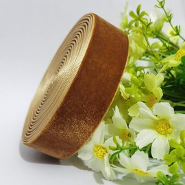 Qingxii Decorr Wedding Christmas Valentin's Day Gift Box DIY Craft Décor Velvet Ribbon(Brown#1, 1''x6Yards)