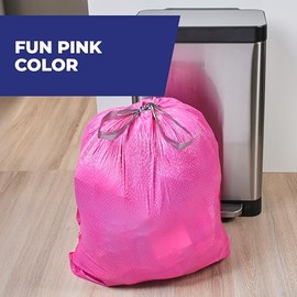Hefty Bolsas de basura ultra fuertes de 13 galones, bolsas de basura altas de cocina de tamaño de 13 galones, resistentes a fugas, perforaciones y rasgaduras, control continuo de olor, rosa, aroma a