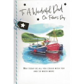 Father's Day Card with Fishing Boats Design, Large Format Greeting Card