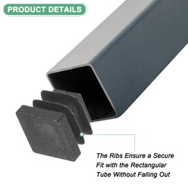 M METERXITY 50-Pack Tubing End Caps, 15 x 15mm Plastic Square Hole Plugs Inserts for Chair Leg/Bar Stool/Fitness Equipment, Chair Glides Fence Plug Floor Protectors