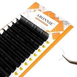 ABONNIE Classic Lash Extensions, Premium Cashmere Individual Lash Extensions, 0.05 Thickness D Curl Lash Extensions, 16mm Lash Tray, Semi Permanent Eyelashes, Professional Salon Use (16mm, 0.05-D)