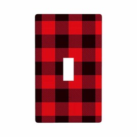 Moslion Red Black Plaid 1-Gang Toggle Wall Plate Christmas Buffalo Checkered Gingham Lattice Light Switch Plug Covers Home Kitchen Bathroom Bedroom Decor