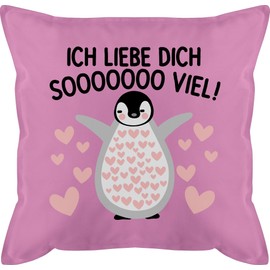 Cushion 50 x 50 cm - Valentine's Day Partner Cushion Ideas - I Love You SOOOO Much Penguin - Valentine's Day So Much Love Gift for Boyfriend Girlfriend Him You Love Proof Gift Idea - 50 x 50 cm - Pink