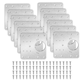 10Pcs Stainless Steel Hinge Repair with Holes, Cabinet Hinge Repair Plate Kit, Kitchen Hinge Repair Plate with 72 Fixing Screw, Cupboard Door Hinge Mounting Plate for Wardrobe Furniture Shelves