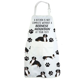 CENWA Bernese Mountain Apron With Pockets Bernese Mountain Gifts Adjustable Cooking Apron For Animal Dog Lovers (Bernese Mountain apron eu)