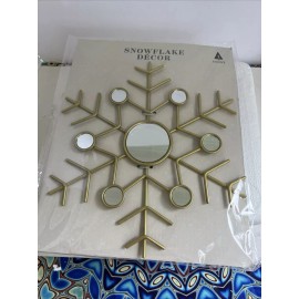 Snowflake Wall Art 10” X 10” Gold Tone With Mirrors (5 Available)