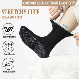 ARERWA Non Slip Yoga Socks Women Pilates Socks Anti Skid Socks 2 Pairs for Lady Home Workout Barre Ballet Dance UK 4-7(black*2)