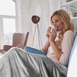 Weighted Blanket with Removable Cover, 15lb, 48"x72", Grey