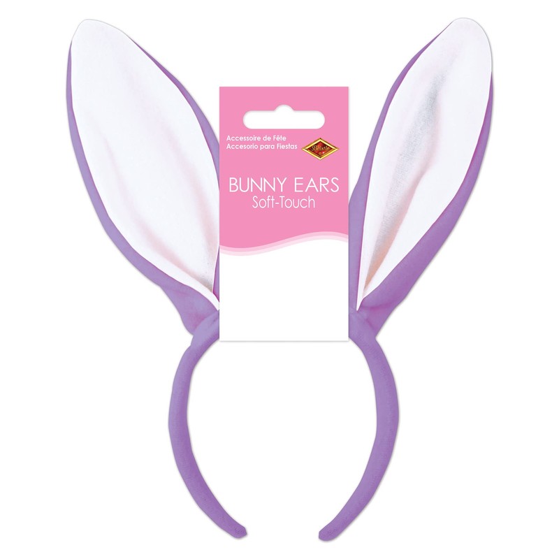 Beistle Soft-Touch Bunny Ears Lavender & White