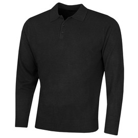 Island GREEN Mens Polo Long Sleeve Knit Sweater - Black - XL