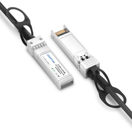 QSFPTEK 10G SFP+ DAC Cable de conexión directa pasiva de 0,5 m (2 pies) Cable Twinax de cobre para Cisco SFP-H10GB-CU50CM, Ubiquiti, D-Link, Netgear, Mikrotik, dispositivos de interruptor abierto