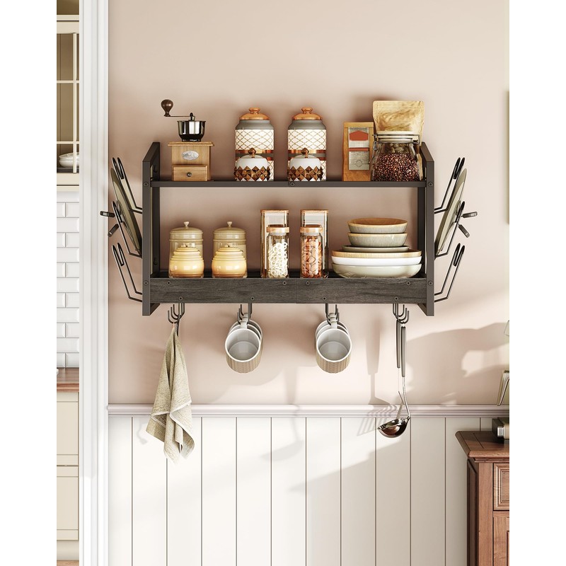 CHOEZON Hanging Pot Rack, Pot Rack Wall Mounted, 2-Tier Kitchen