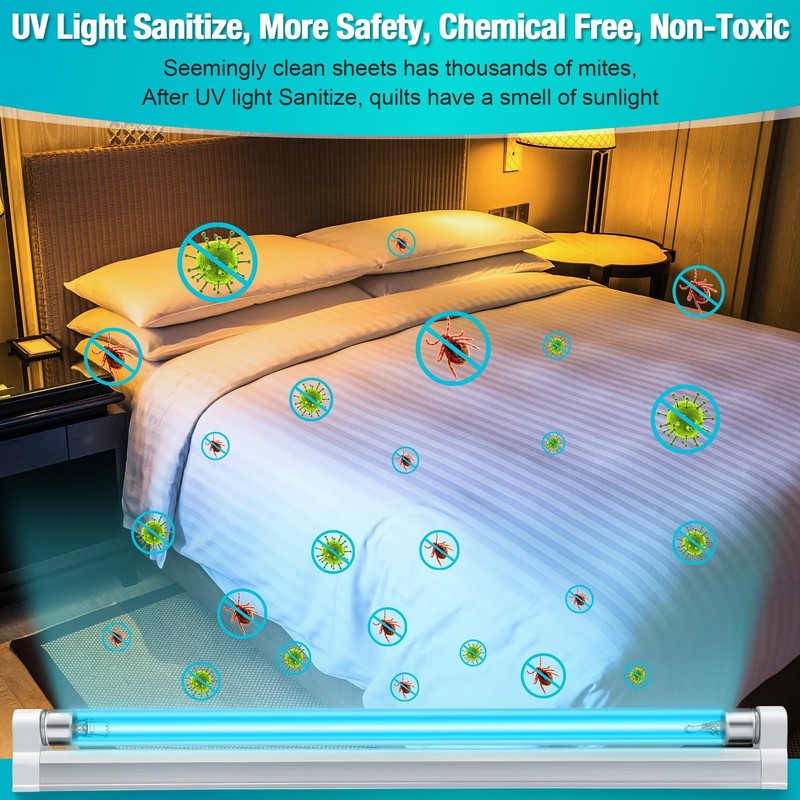 Qualirey 2 Pack UV Lamp Ozone Free, 253.7nm Wavelength UVC