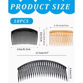 QLEUIFT Hair Combs 18 Pieces Plastic Hair Clip Combs Hair Side Comb Twist Comb Hair Clips 29/24/16 Teeth Hair Combs for Fine Hair Straight Hair Comb Bridal Wedding Veil Comb