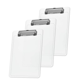 Acrimet Clipboard Memo Size A5 (23,5 cm x 16 cm) Low Profile Clip (Plastic) (Crystal Color) (3 Pack)
