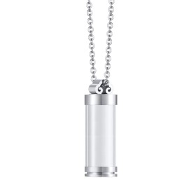 TJUSPIRIT Memorial Jewellery Cremation Urn Ash Memorial Pendant Necklace for Ashes Hair Flower Bottle Pendant for Opening Locket Pendant Memorial Jewellery for Women Men (Silver)