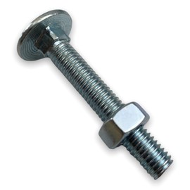 M8 Cup Square Carriage Bolt & Nut - Bright Zinc Plated Steel (M8 x 50 - Pack of 10)