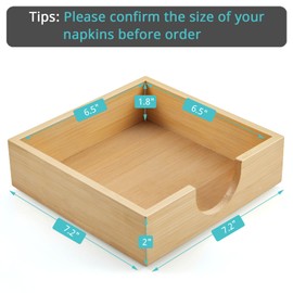 Bamboo Napkin Holder for Table, Napkins Holders For Paper Napkins, Flat Napkin Holder for Luncheon, Napkin Holders for Kitchen Dinner Table Decor, Napkin Dispenser for Indoor & Outdoor Use