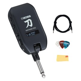 Boss Katana:GO Personal Headphone Guitar Amplifier Bundle with Instrument Cable, Picks, and Austin Bazaar Polishing Cloth