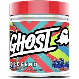 GHOST Legend V3 - Polvo de pre-entrenamiento, frambuesa azul, 30 porciones, preentrenamiento para hombres y mujeres con cafeína, L-citrulina y beta